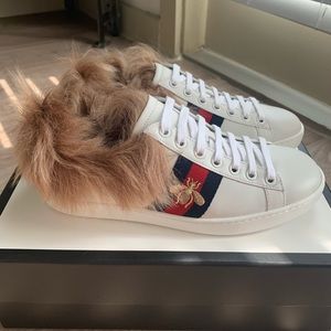 BRAND NEW GUCCI ACE FUR SNEAKERS